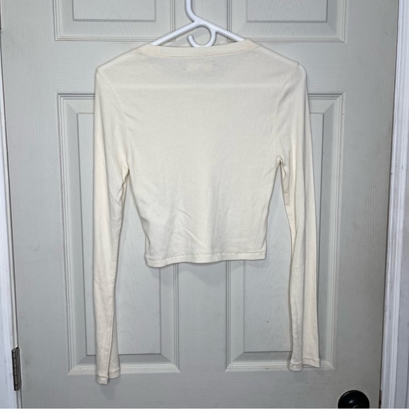 Madewell Fine Ribbed Supercrop Crewneck Long-Sleeve Sz M - Picture 4 of 4
